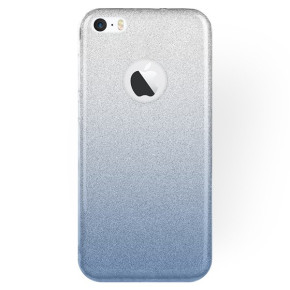 Луксозен силиконов гръб ТПУ с брокат за Apple iPhone 6 4.7 / Apple iPhone 6s 4.7 преливащ сребристо към синьо 